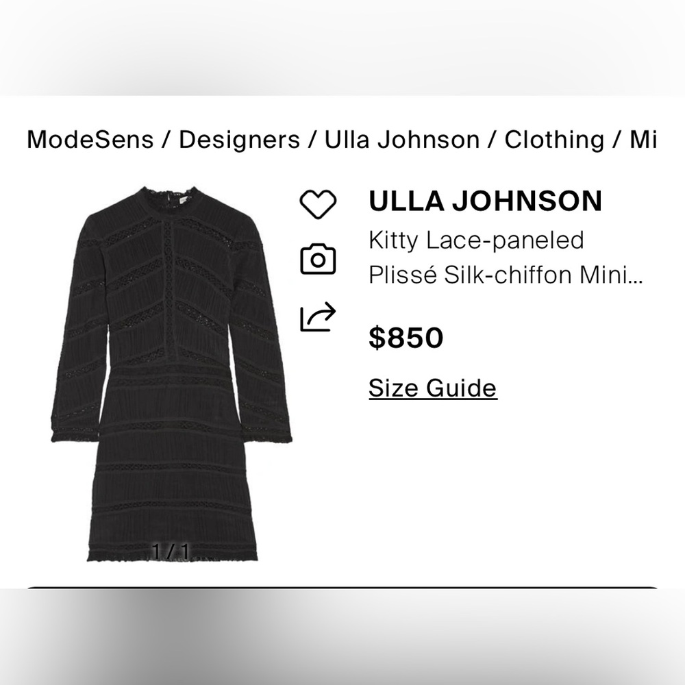 Ulla Johnson Black Ribbed Fitted Long Sleeve Mock Neck Dress